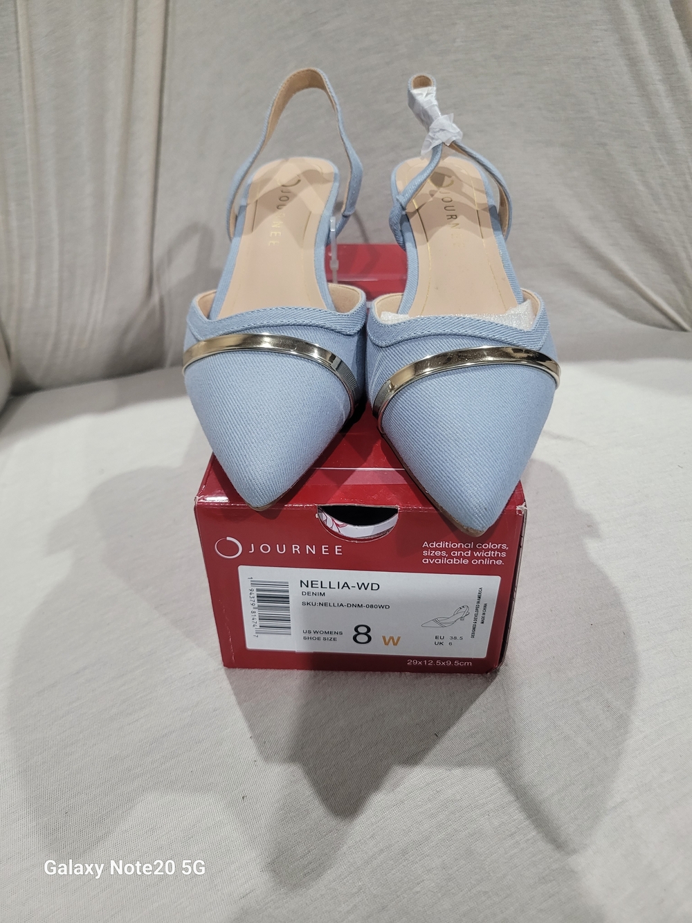 Journee Collection Nellia Denim Slingback Kitten Heel Pumps 8W - Picture 2 of 9
